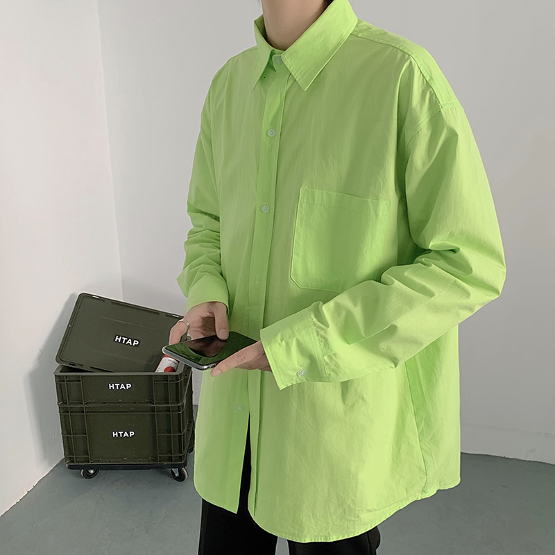 

Autumn 2021 Male New Thin Sleeve Long Shirt Clothes GE8S, Pink