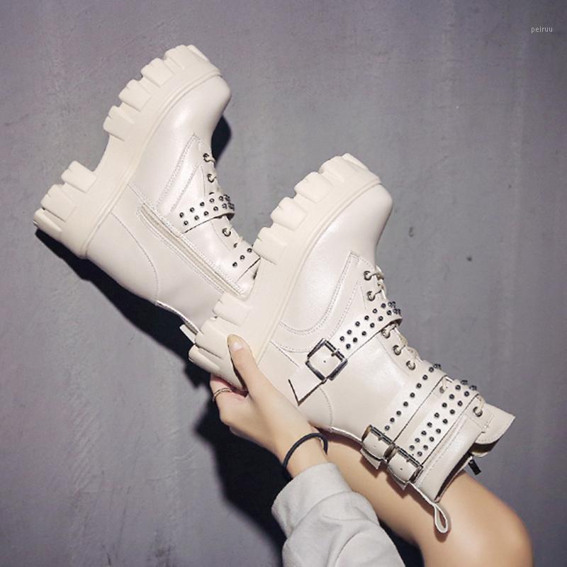 

Women's Mid-Calf Boots Fashion Rivet Hidden Heel Snow Boots Women Shoes 2020 Winter Warm Plush Leather Casual Ladies Winter Boot1, Beige