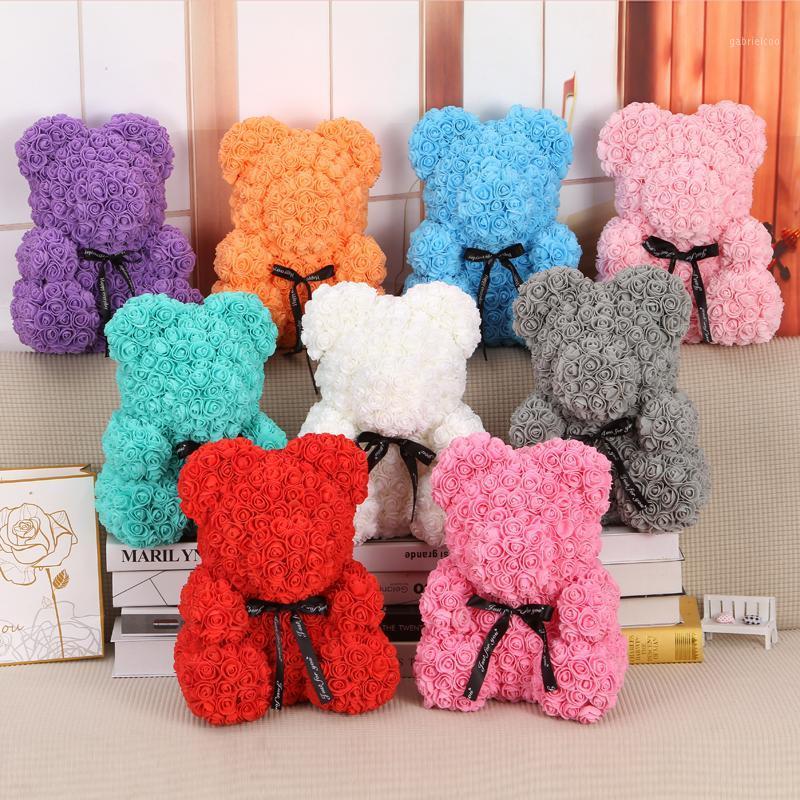 

40cm cheap Artificial Flowers Rose Bear Plastic Foam Rose Teddy Bear Girlfriend Valentines Day Gift Birthday Party Decoration1