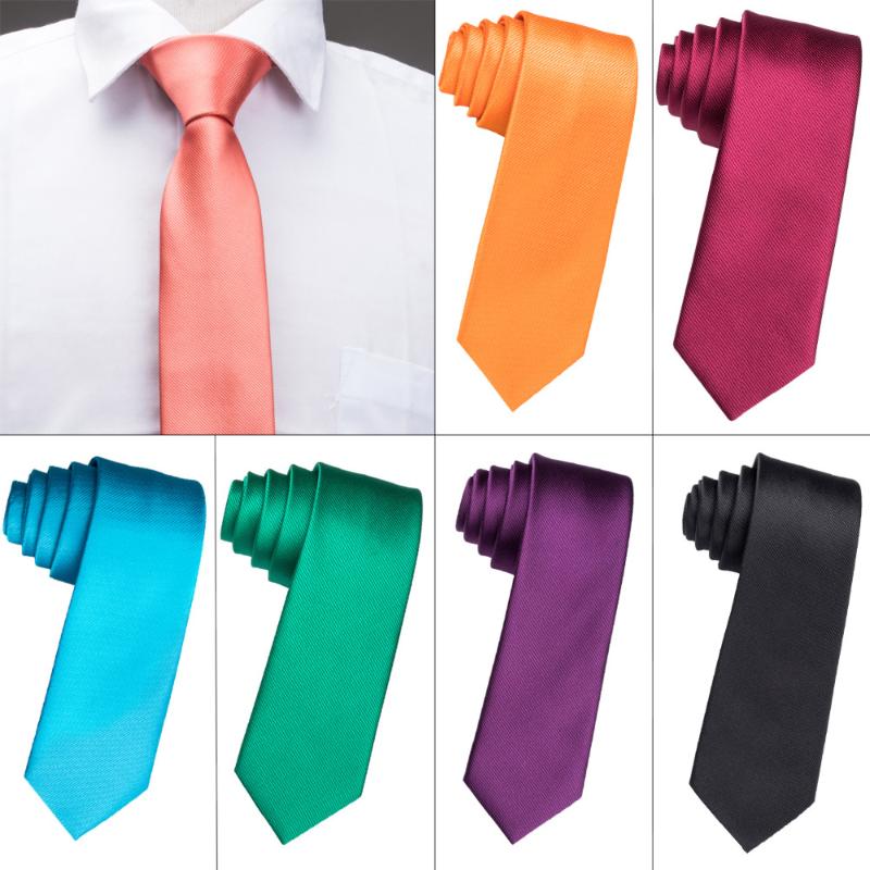 

DiBanGu Slim Narrow Solid 18 Colors Tie For Men 6cm Casual Skinny Wedding Ties Fashion Man Accessories For Party Formal Necktie