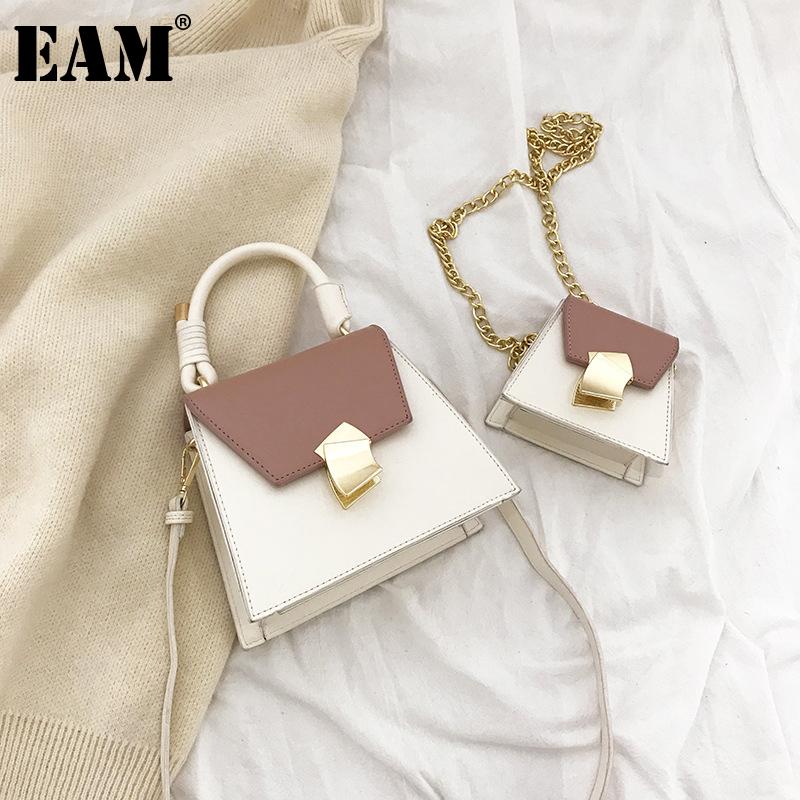 

[EAM] Women New Irregular Trapezoid Brief PU Leather Flap Personality All-match Crossbody Shoulder Bag Fashion Tide 2021 18A1586, Black large