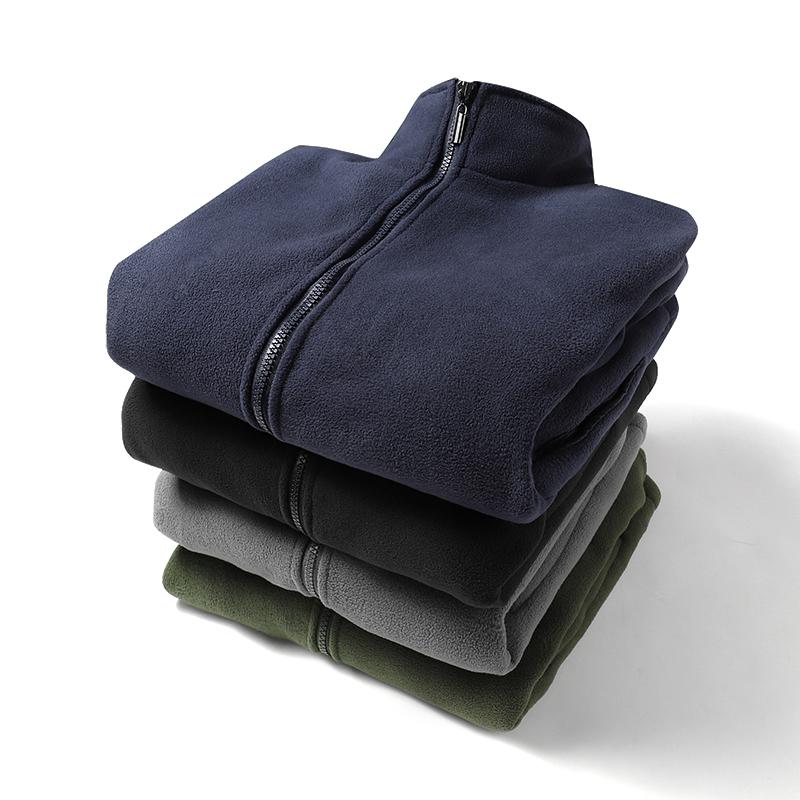 

Quality Autumn Winter Mens Fleece Zipper Hoodies brand Solid Warm Plus Velvet Coat man Zipper Casual Jackets male Outerwear Coat, Black