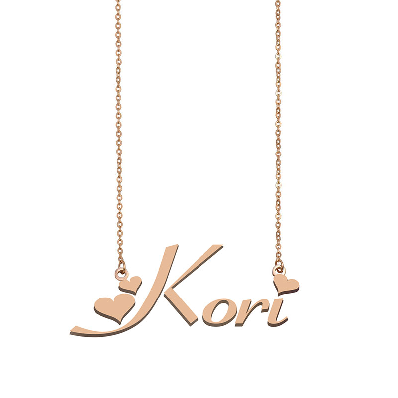 

Kori Name Necklace Custom Nameplate Pendant for Women Girls Birthday Gift Kids Best Friends Jewelry 18k Gold Plated Stainless Steel, Silver