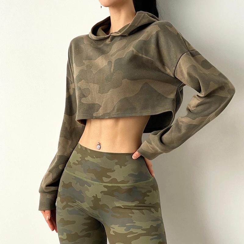 

SALSPOR Women Yoga Shirts Camouflage Quick Dry Trainning Cycling Sportwear Fitness Hoodies Tops Running Sport Shirts Female