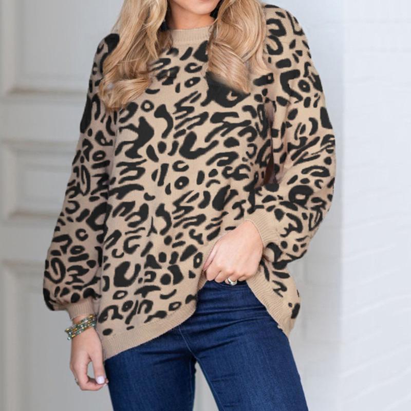 

Before You Go Mocha Brown Leopard Top Women Casual Sweater Leopard Print Loose Knitted Sweater FS99, White purple