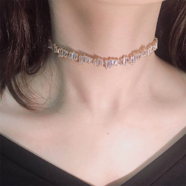 

Women Fashion Zircon Explosive Product Crystal Diamond-studded Clavicle Necklace Pull-out Necklace New Fashion Jewelry 3 Colors