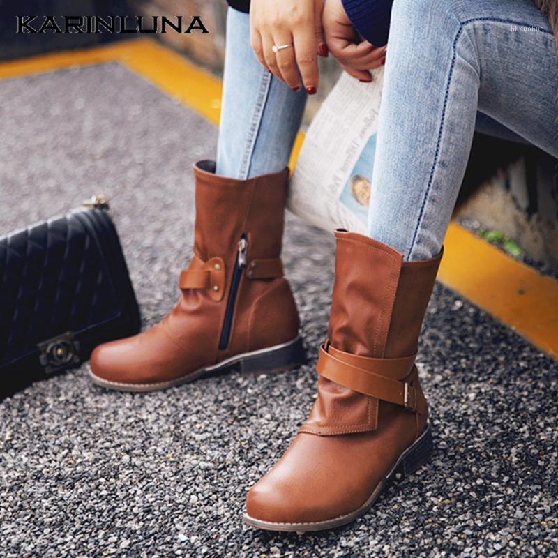 

Karin Large Size 48 Fashion 2020 Chunky Heels Vintage Autumn Winter Woman Shoes Western Cowboy Boots1, Brown