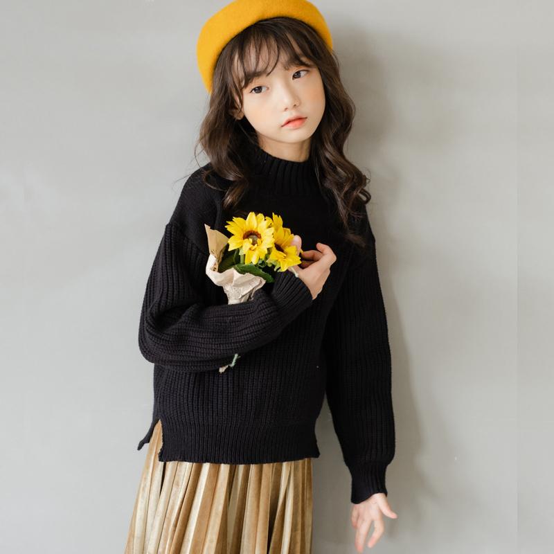 

Autumn Winter Children Clothes Teenage Girls Sweaters Kids Pullover Knitwear Sweater Fall Long Sleeve Knit Tops Black Red Yellow