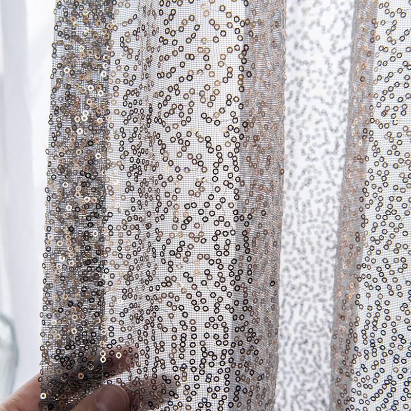 

New Tulle Curtains for Living Room Sequin Gradually Embroidered Window Screen White Curtain Sheer Yarn for Bedroom Dining Room, Black