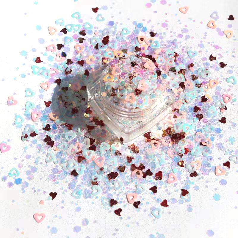 

1KG.Nails Sequins Mixed Powder For Fashion 12color Heart Pigment For Nails Decoration Salon Accessories Valentine's Day Nail Art