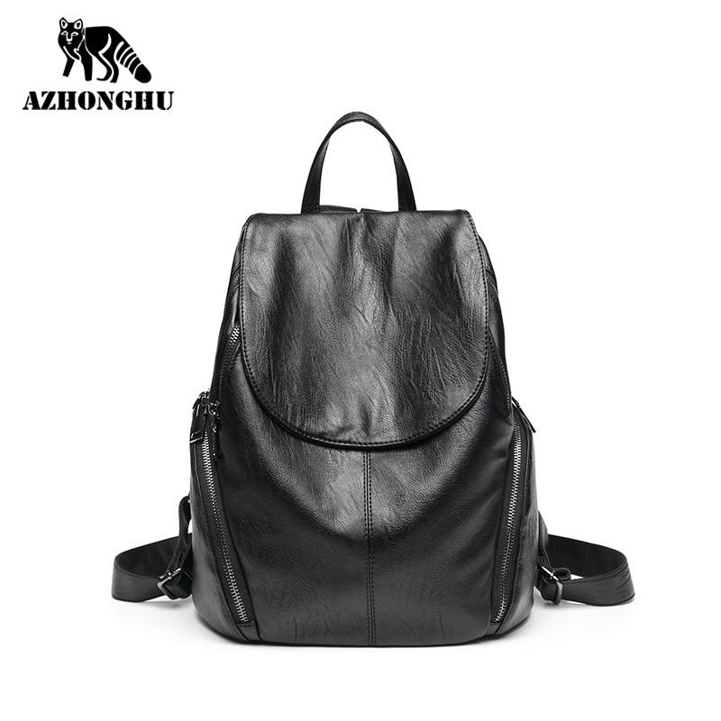 

Leather Backpack Women 2021 New Korean Fashion Trendy Wild Casual Soft Leather Sheepskin Travel Backpack Female School Bag Mini, Black