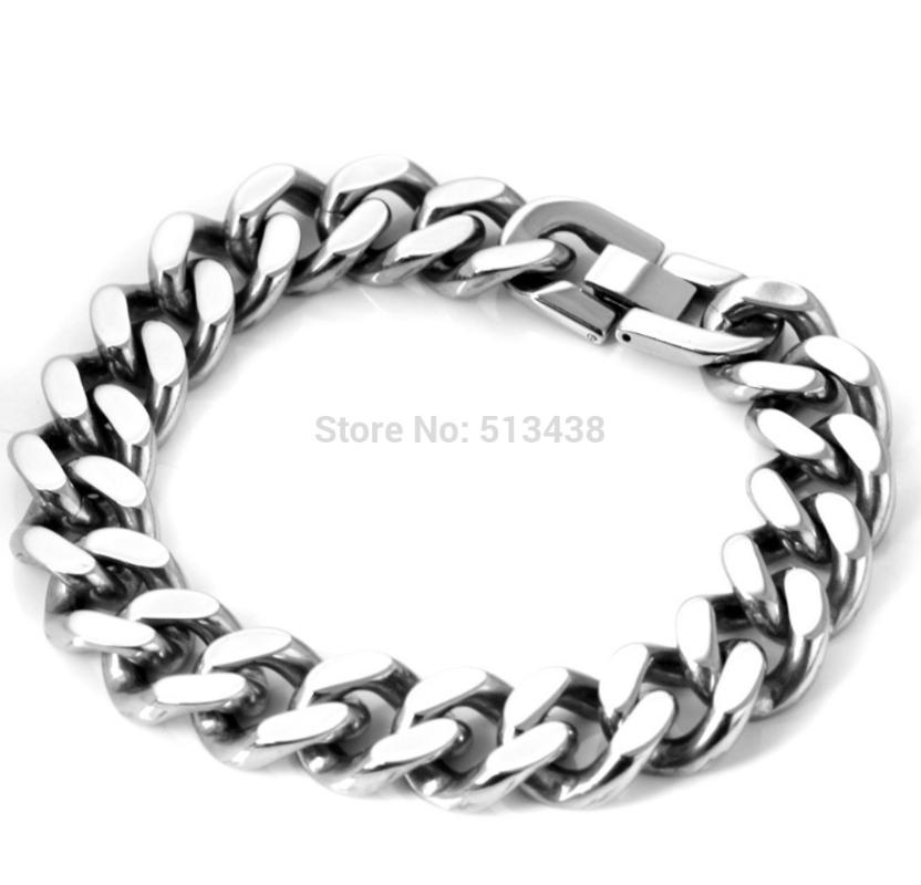 

New Hotsale Jewelry 316L Stainless Steel bracelet Men Boy Fashion Cuban Curb Chain 11mm 8.7