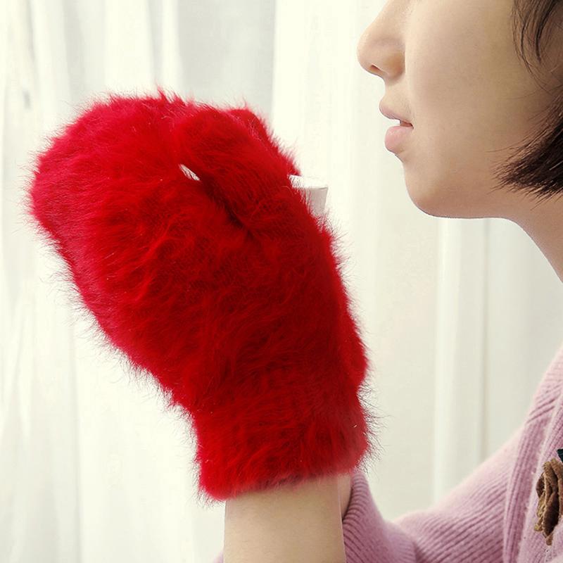 

Five Fingers Gloves 2021 Arrivals Women Girls Wool Winter Warm Mittens Fur Fingerless
