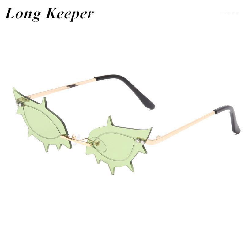 

Fashion Rimless Cat Eye Sunglasses Women Designer Metal Small Green Sun Glasses Female Shades UV4001