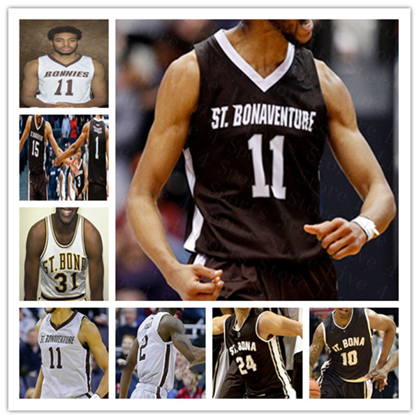 

Custom College Basketball St. Bonaventure Bona Bonnies Jersey Kyle Lofton Jaren Holmes Anthony Roberts Dominick Welch Jalen Shaw Winston 4XL, Black