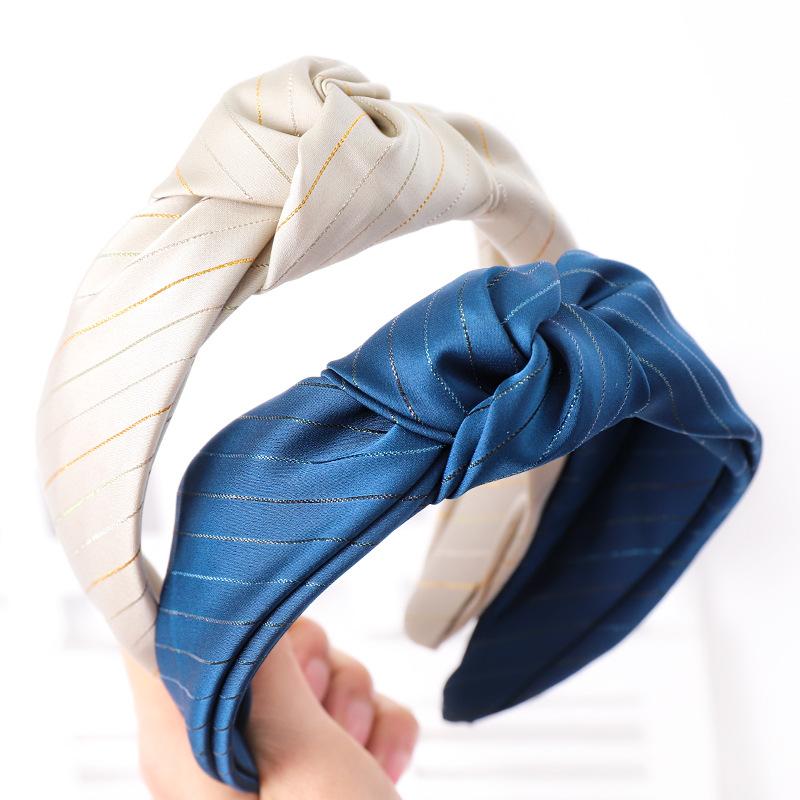 

Bohemian Spring Gold Foil Fabric Knot Cross Hairband Headband Hair Accessories