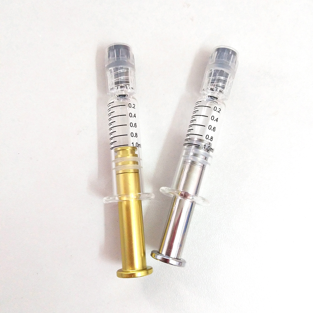 

Clear Oil Tank 1ml Luer Lock Glass Syringe with Gold Plunger For 510 Carts 92A3 Ce3 M6T Liberty V9 Vaporizer Oil Filling Tool