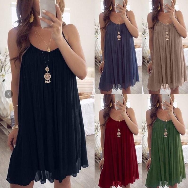 

Casual Sleeveless Bohemian Beach Dress Women' Sling Party Summer Loose Dress
