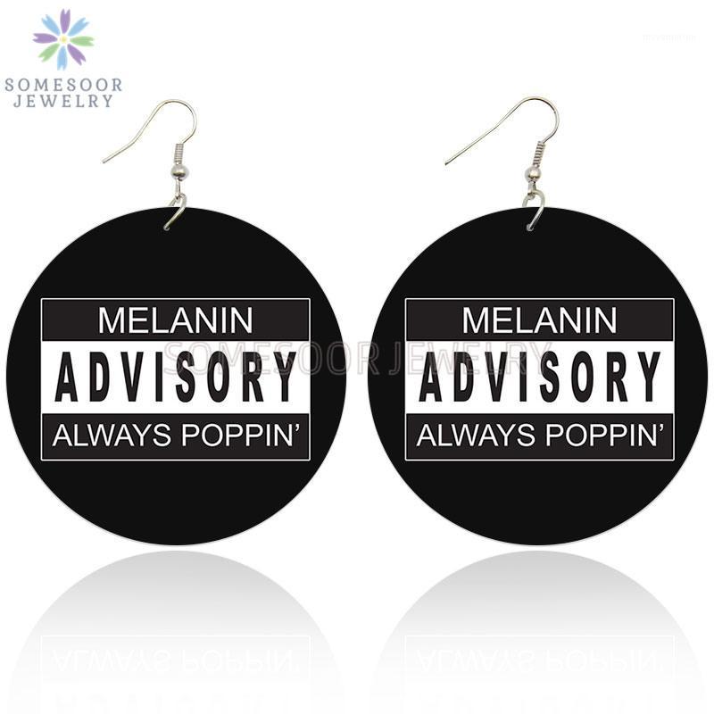 

SOMESOOR Melanin Advisory Always Poppin African Wooden Drop Earrings Black Power Sayings Printed Wood Ear Jewelry For Women Gift1
