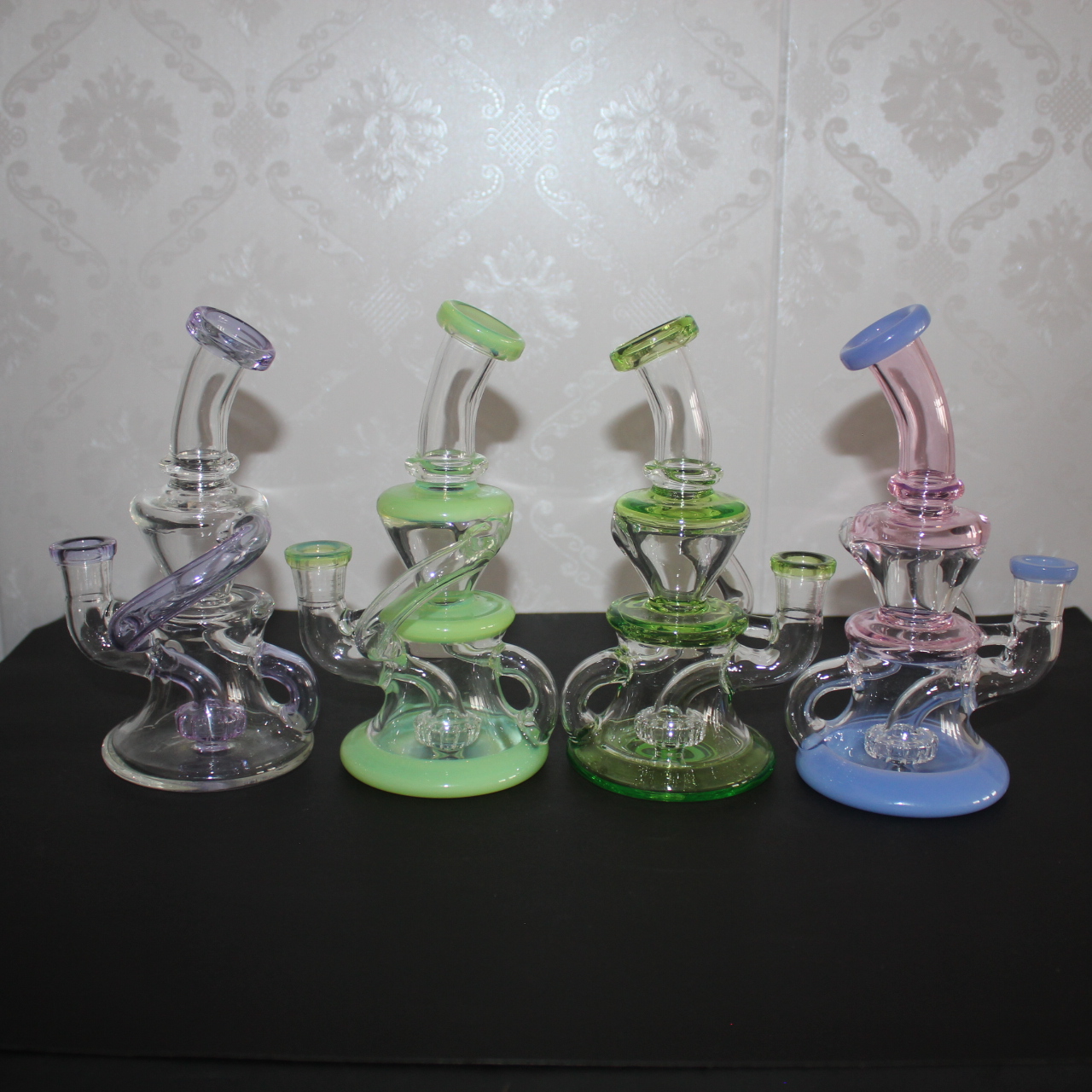 

Hookahs colorful recycle glass pipe smoking accessories whirlpool inside recycler dab rigs bong oil rigs