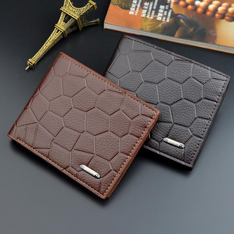 

2020 New Men's Short Wallet Stone Pattern Men's Wallet 2 Fold Soft1, Black