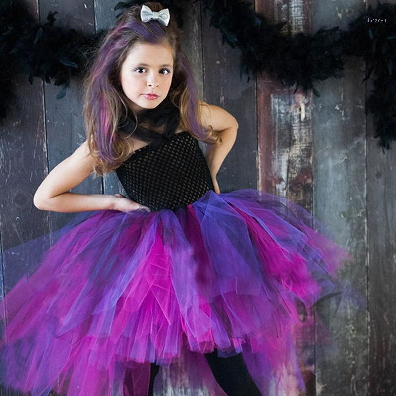 

Halloween Little Witch Tutu Dress Girls Cosplay Costume Handmade Fluffy Children Pageant Wear Short Dress TS0881