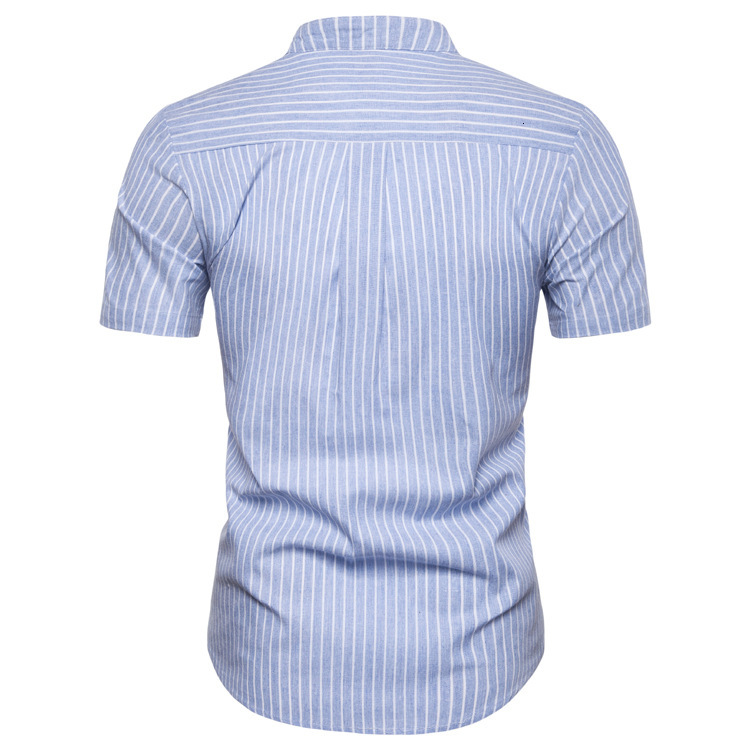 

2021 New Blue Man Shirt Cotton Spring Autumn Casual Short Sleeve Shirts 4ebo