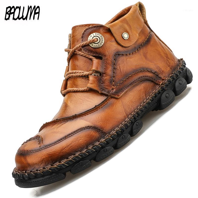 

Men's Boots New High Quality Leather Male Ankle Boots 2020 Male Breathable Autumn Outdoor Non-slip Man Motorcycle1, Red brown
