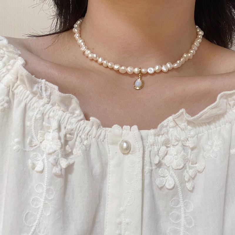 

2021 New Nature Freshwater Pearl Lovely Ellipse Opal Pearl Pendant Necklace For Women Wedding Birthday Fine Jewelry