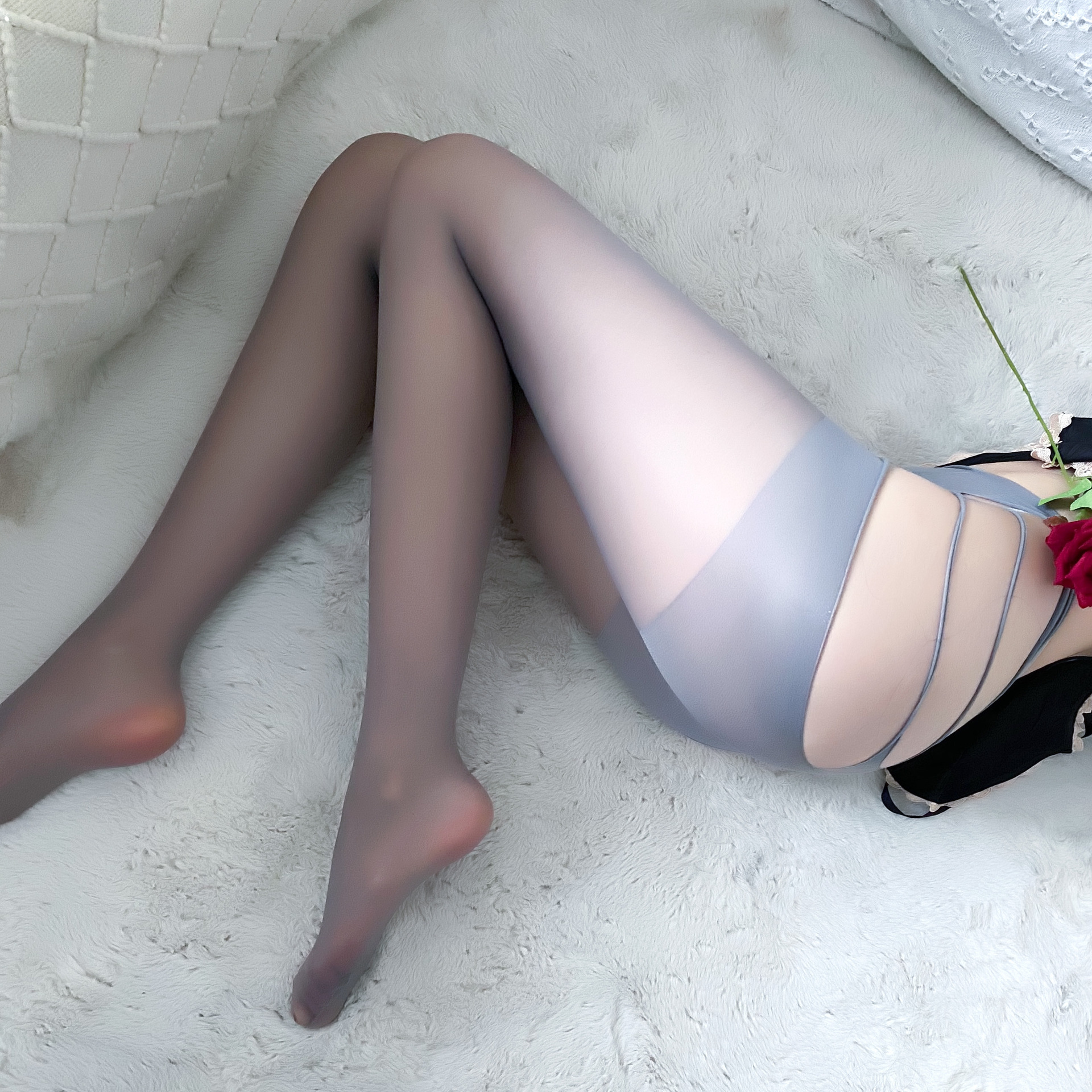 

multi layer waist pantyhose women socks Sexy open crotch stockings see through underwear black white will and sandy