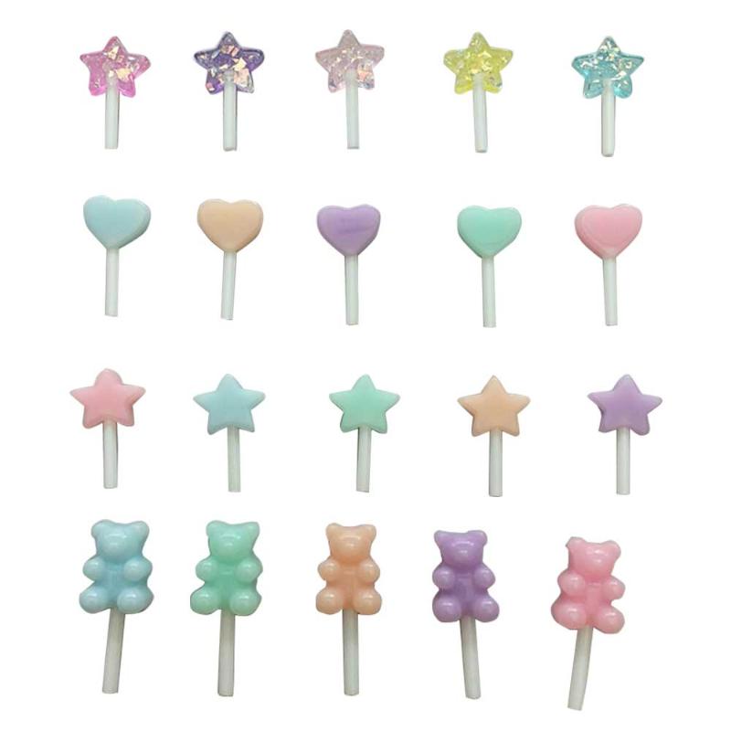 

Cute Cartoon Bear Heart Star Lollipop Candy Flatback Resin Cabochons Crafts For Earring Pendant Diy Craft Making