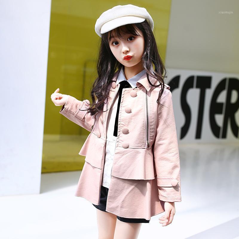 

2020 Autumn Female Children Jackets Girls Pu Leather Coats Outdoor Wear Kids Outerwear Casual Dress Coats1, Black