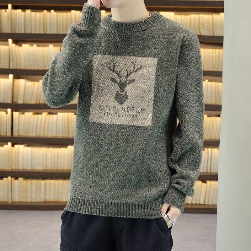 

Sweater Men's Thick Warm Winter New Men's round Neck Bottoming Sweater, Black