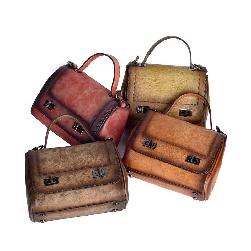 

2021 New Women's Pack Winter Top Cowhide Temperament 100 retro women's pack texture small square bag travel bag purse, Retroactive