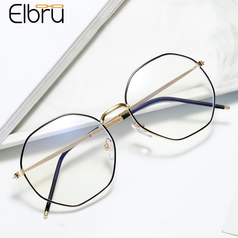 

Elbru Polygon Anti-blue Light Metal Plain Eyeglasses Women And Men Clear Lens Spectacles Metal Irregular Optical Glasses Frame1