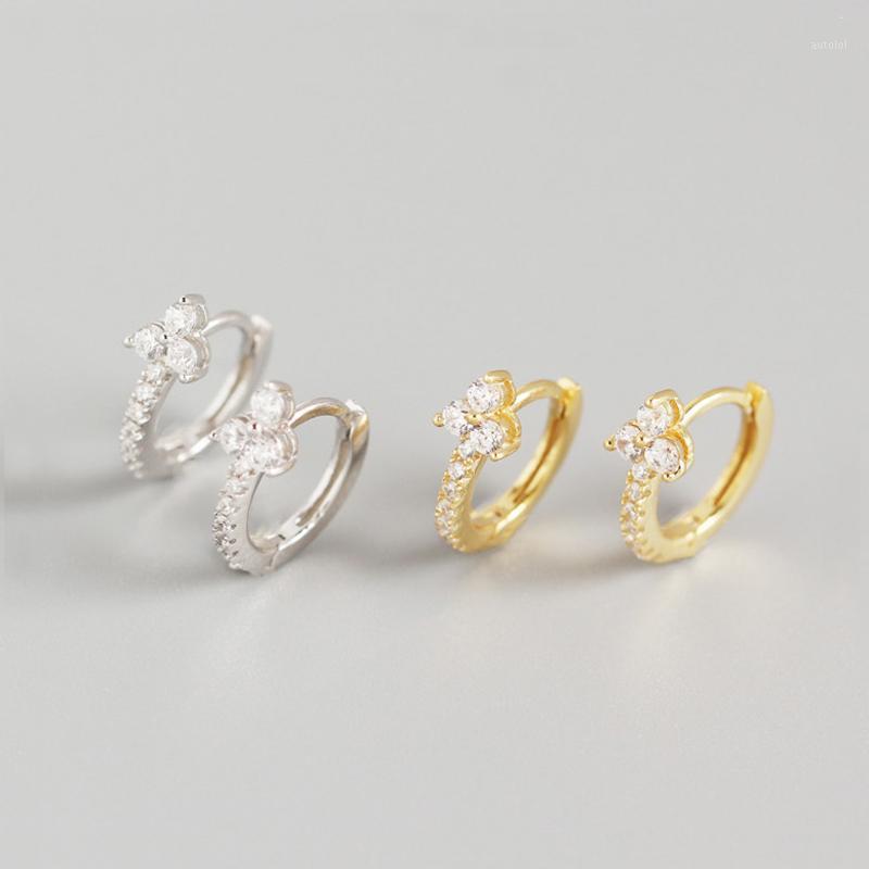 

WTLTC 925 Sterling Sliver Cubic Zirconia Hoop Earrings for Women Dainty Flower Charms Earrings Minimalist Small Jewelry1