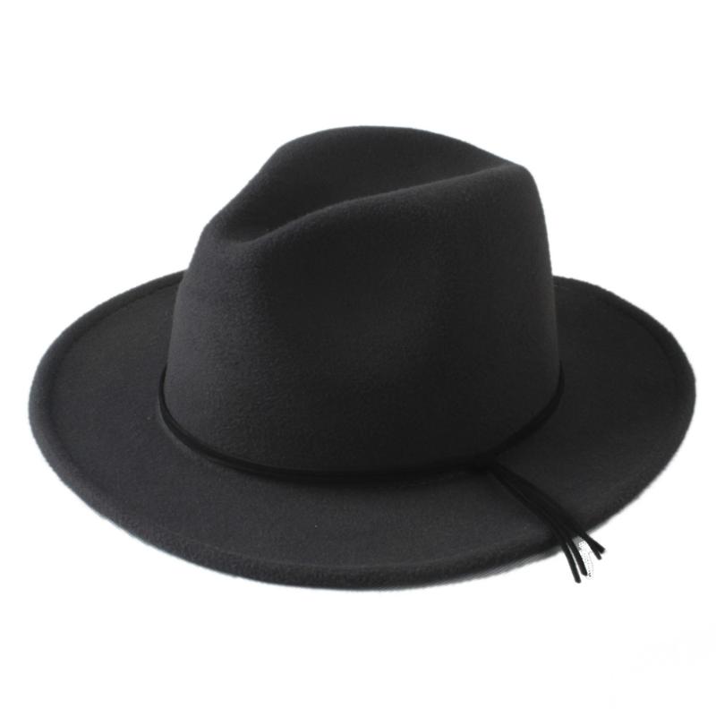 

100% Wool Unisex Women's men's Chapeu Feminino Fedora Hat For Laday Men Woolen Panama Cap Headband Jazz Top Hat, Black