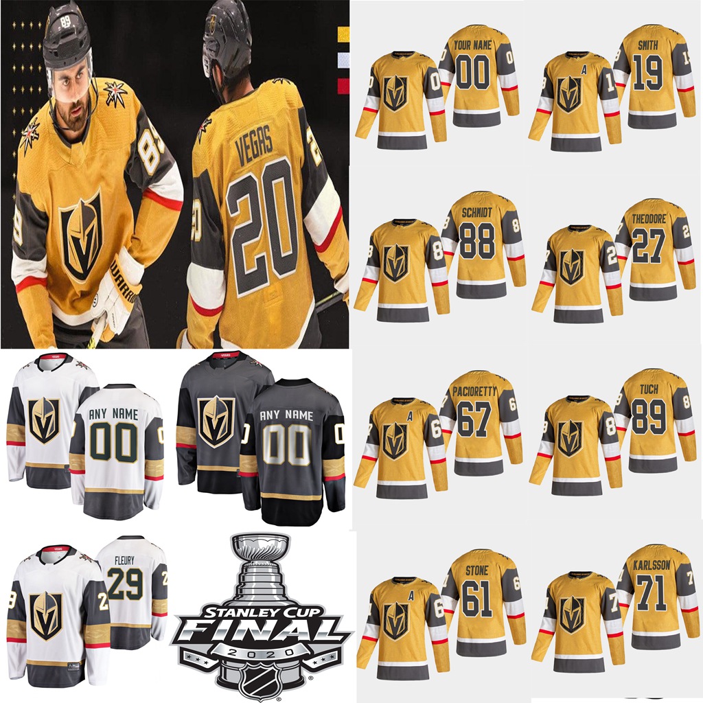 

Vegas Golden Knights All-Gold Hockey Jersey Erik Haula Jonathan Marchessault Reilly Smith Paul Stastny Alex Tuch Custom Stitched, Mens white away with 2020 final