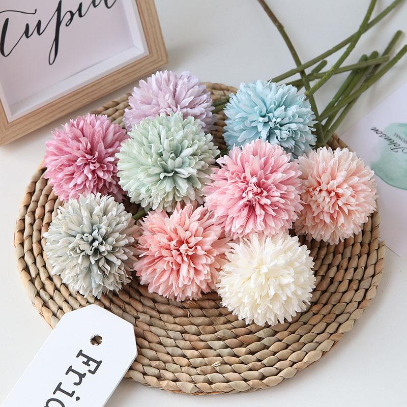 

1pc Mini Artificial Dandelion Flower Ball Table Tennis Onion Chrysanthemum Wedding Home Banquet Christmas Decoration, White