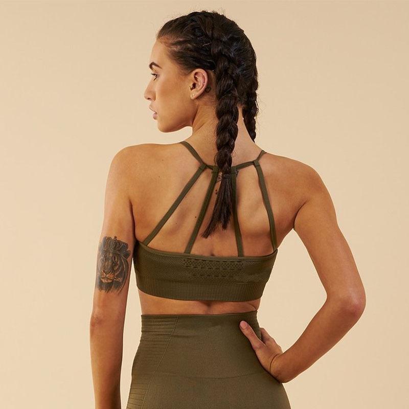 

Seamless Women' Yoga Bra Casual Sexy Stretch Squat Solid Color Crop Top Underwear Running Yoga Bra Workout Gym Clothing Female, Black