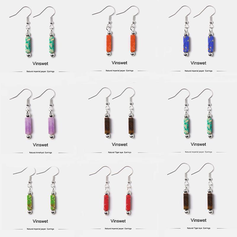 

Dangle & Chandelier Boho Ethnic Square Stone Bead Drop Earrings For Women Girl Vintage Handmade Metal Swirl Shape Earring Pendientes Diy Gif