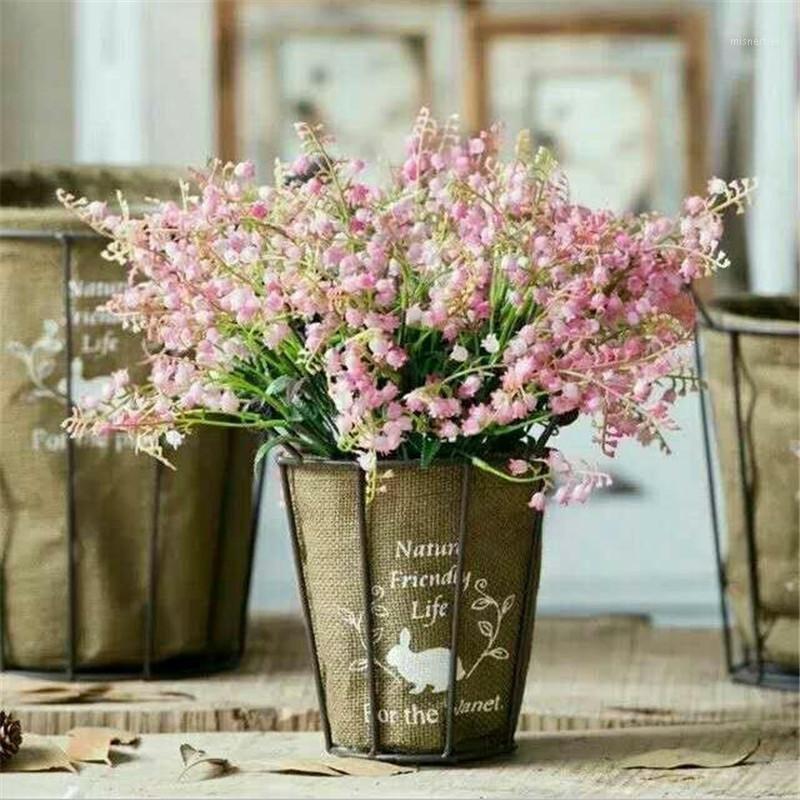 

7Pcs Fake Bell Ochid (7 stems/bunch) 13.39" Length Simulation Campanula for Wedding Home Showcase Decorative Artificial Flowers1, Orange