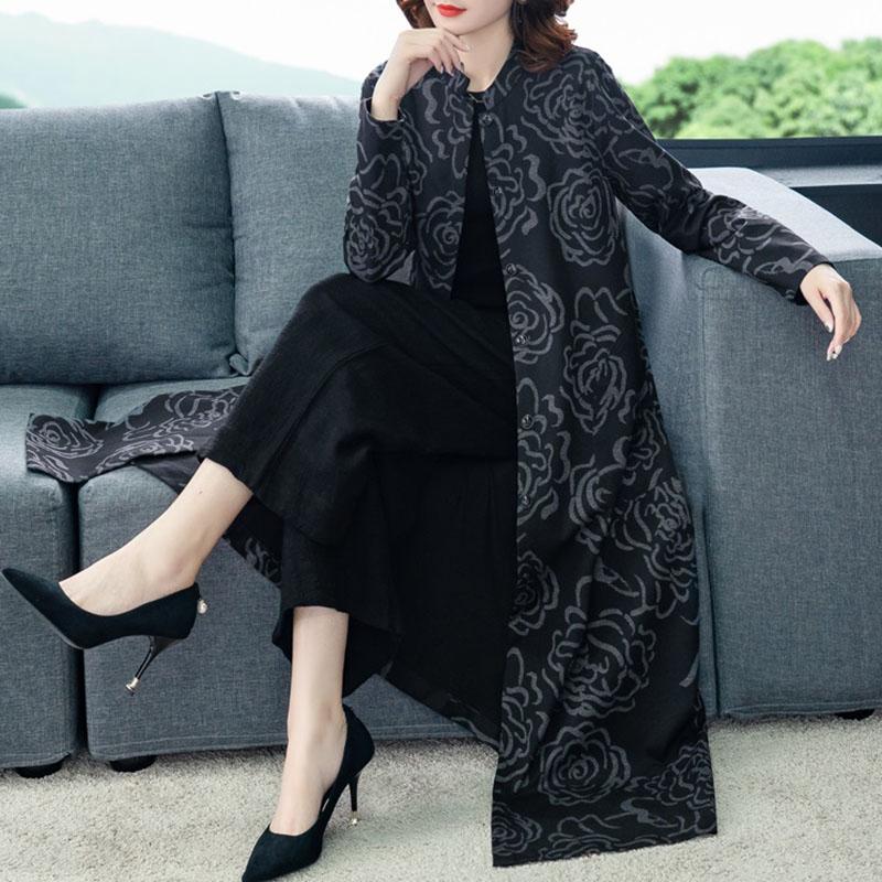 

High end Windbreaker Women New 2021 Spring Autumn Long Trench Coat Fashion Slim Single-breasted print Coat Women's Overcoat 2204, Photo plus velvet