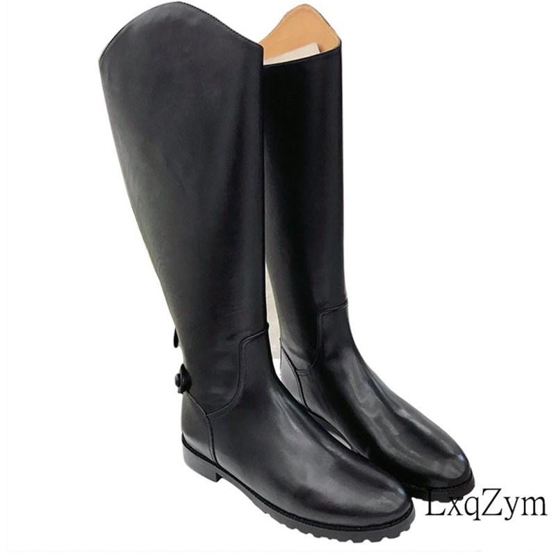 

Hot Sale Street Style Women Black Knee High Boots Female Fashion Round Toe Back Zipper Motorcycle Shoes Ladies Soft Runway Mujer, As show