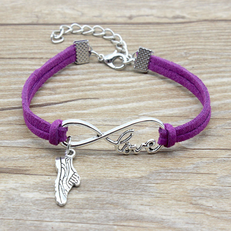 

Infinity Love Running Shoes Charm Suede Leather Bracelets Hot Pink Red Black Gifts for Women & Men Bracelets Jewelry