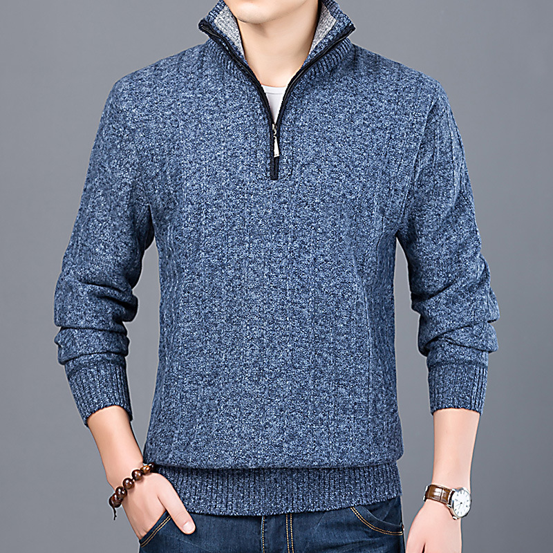 

2021 New Warm Thin Man's Sweater Men's Half Shirt Zip W8JZ, Blue