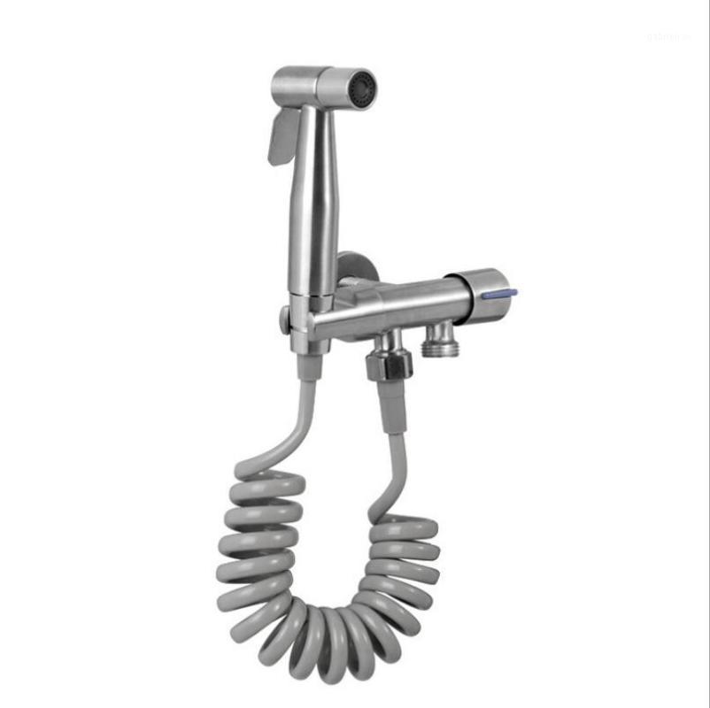 

G1/2 304 Stainless Steel Multi-function Mop Pool Single Cold Faucet, One In And Two Out Angle Valve Tap Toilet Spray Gun Set1