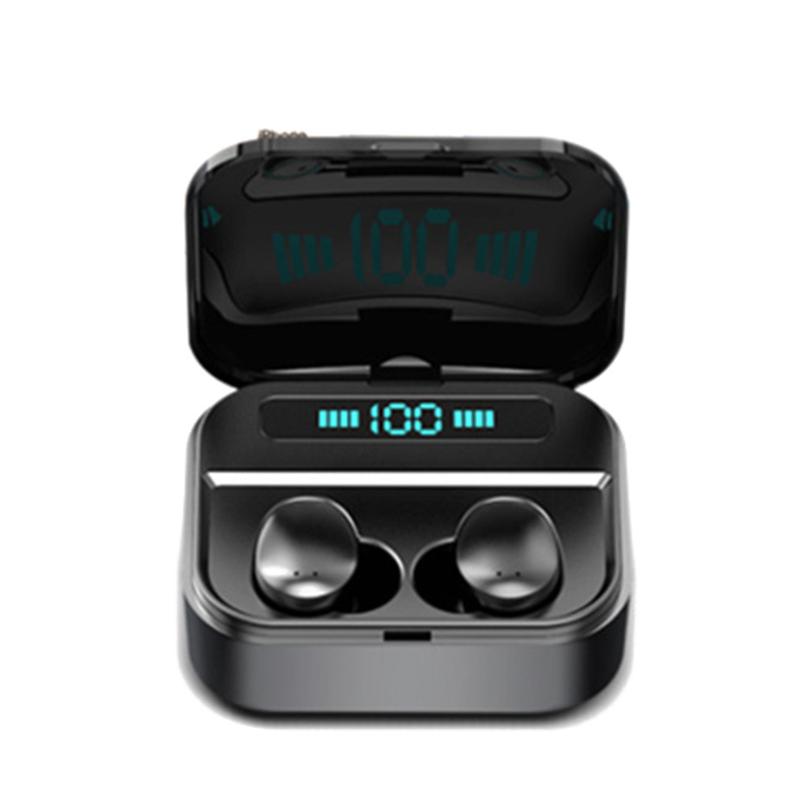

In Ear Earbuds True Wireless IPX7 Waterproof Charging Box Bass Sound Bluetooth Earphone Portable Sports HiFi Stereo Mini, Black