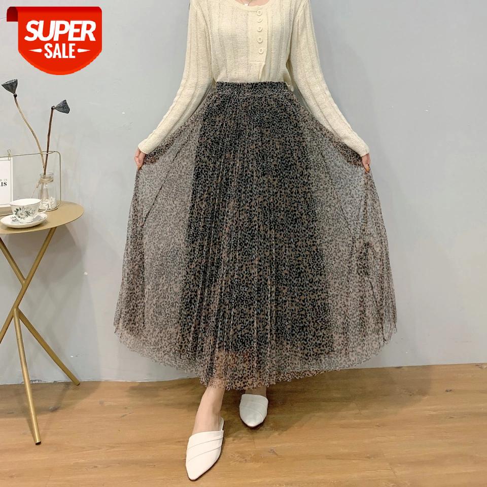 

Women Leopard Mesh Skirt 2020 Autumn Newest Hot Sale Retro High Waist Fashion Elegant Wild Midi Skirt for Ladies Streetwear #cz0h, White;black