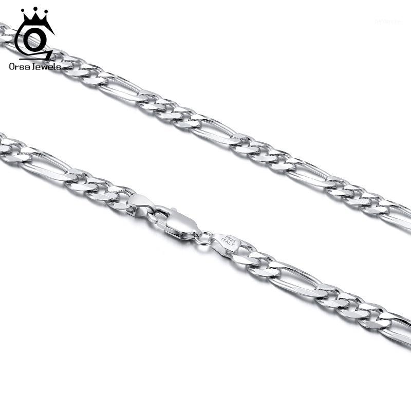 

Chains ORSA JEWELS Trendy Man Woman Figaro Chain Necklace 5mm Diamond-Cut 925 Silver Jewelry Party Gift Wholesale OSC341